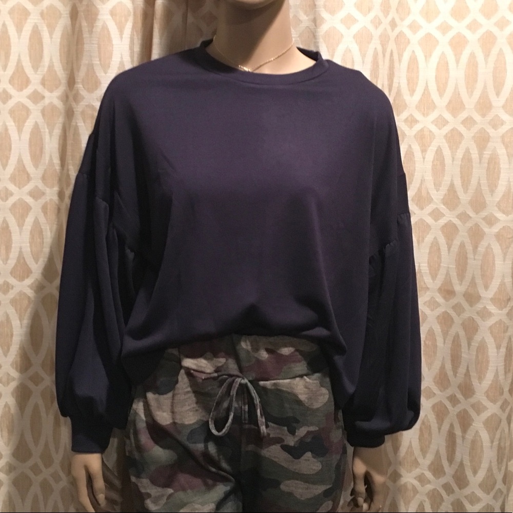 Navy Long Sleeve Blouse